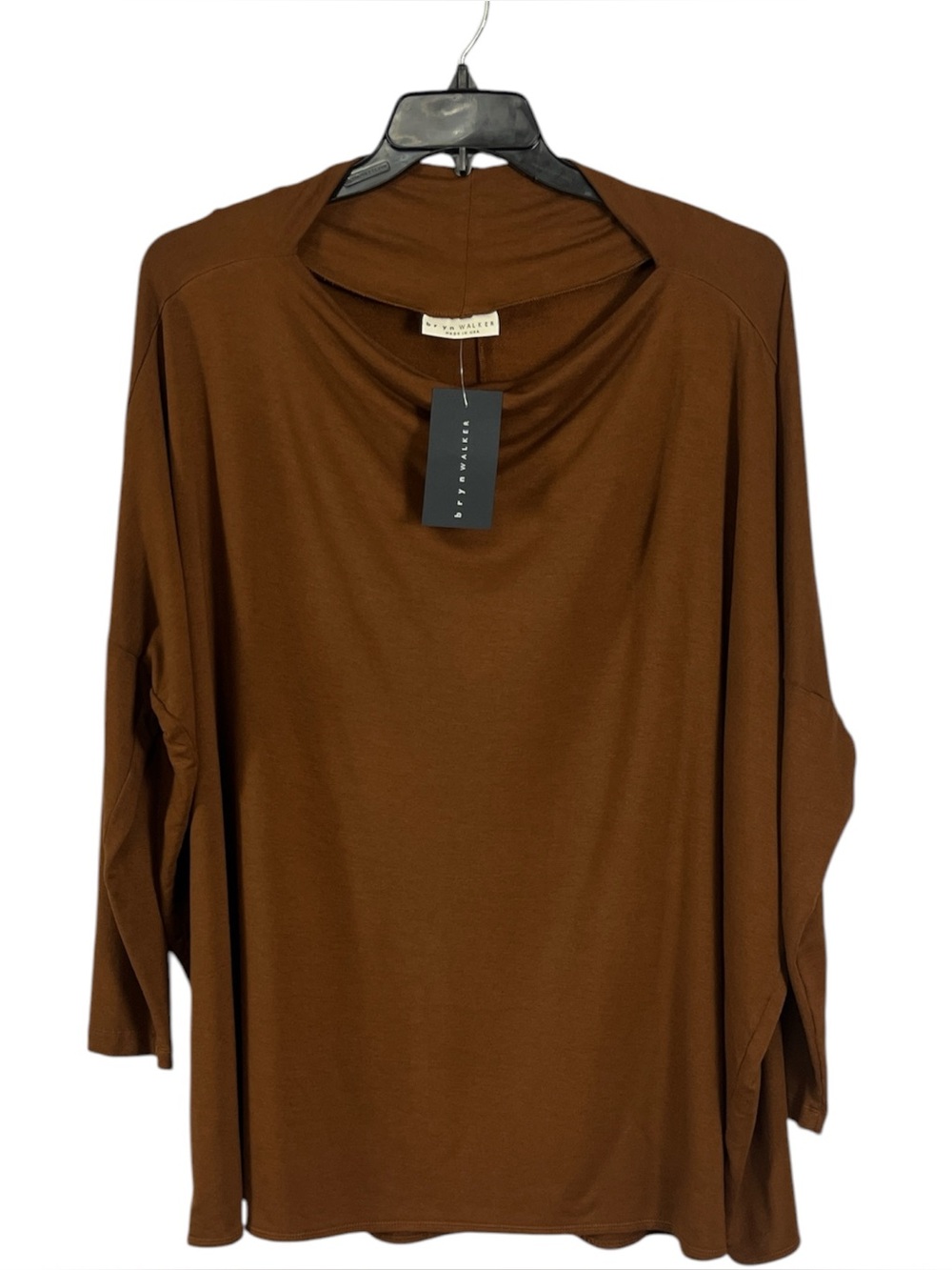 Bryn Walker Casandra Siro Rayon Cowl Neck Oversized Tunic Top Cognac L NWT